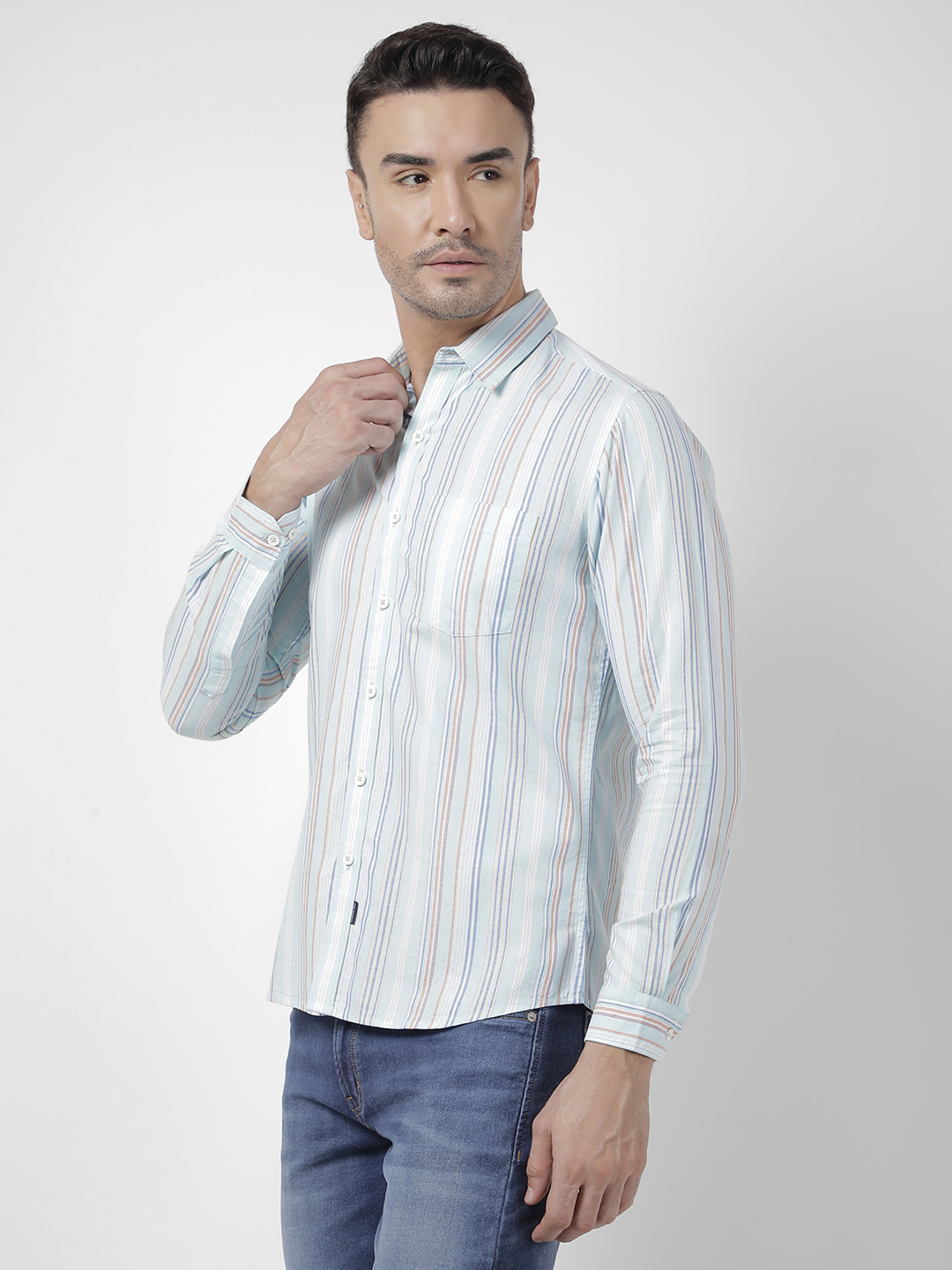 Numero Uno Men Striped Green Shirt